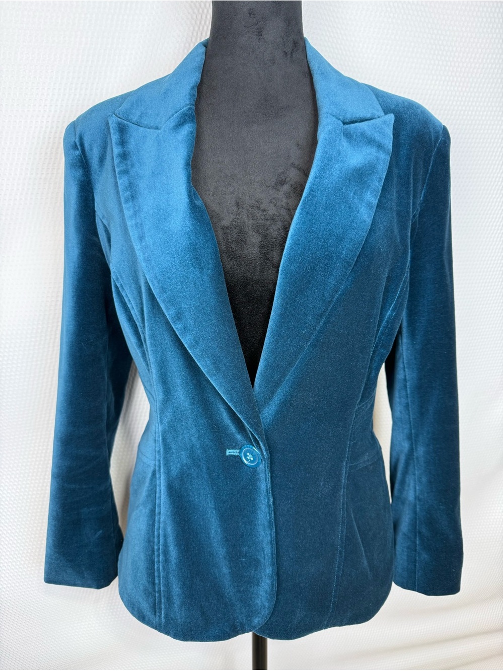 Cache Teal Velvet Blazer Sz 4